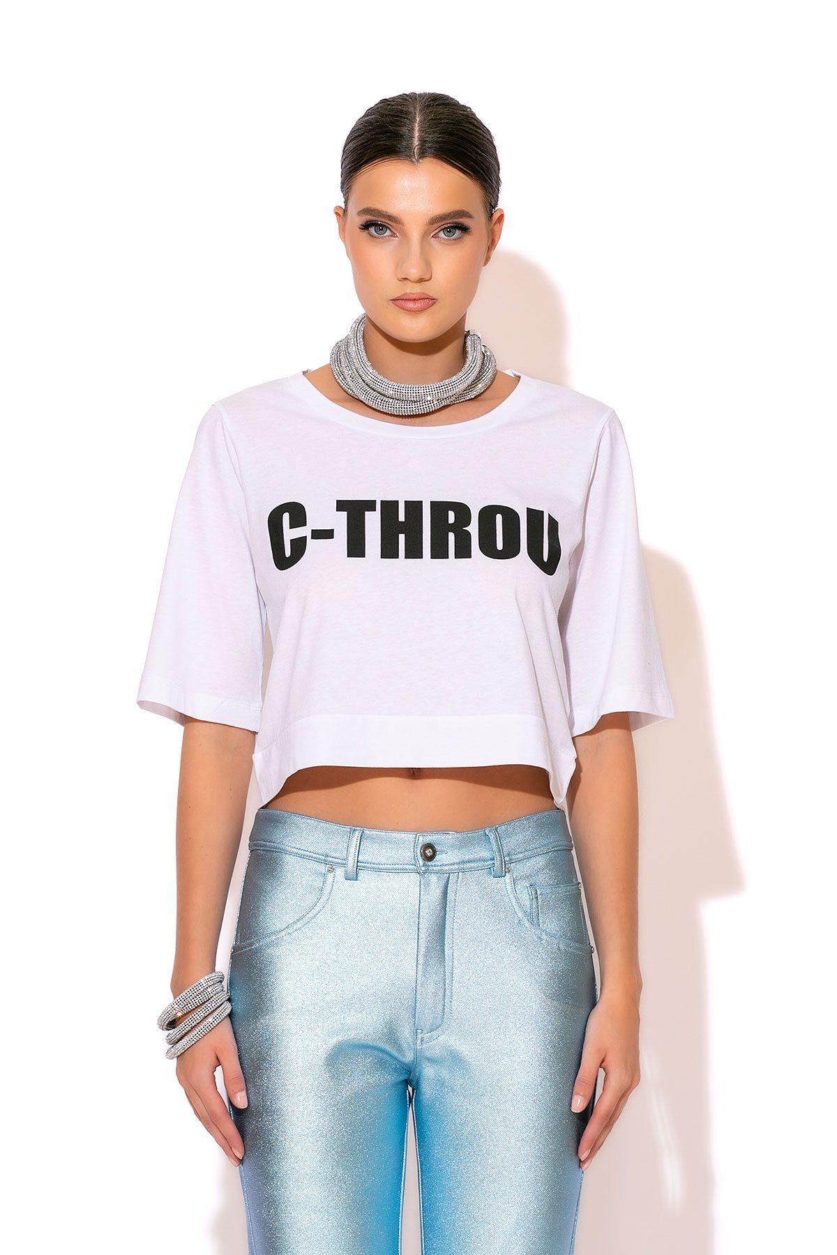 Cotton T-shirt with C-THROU Print
