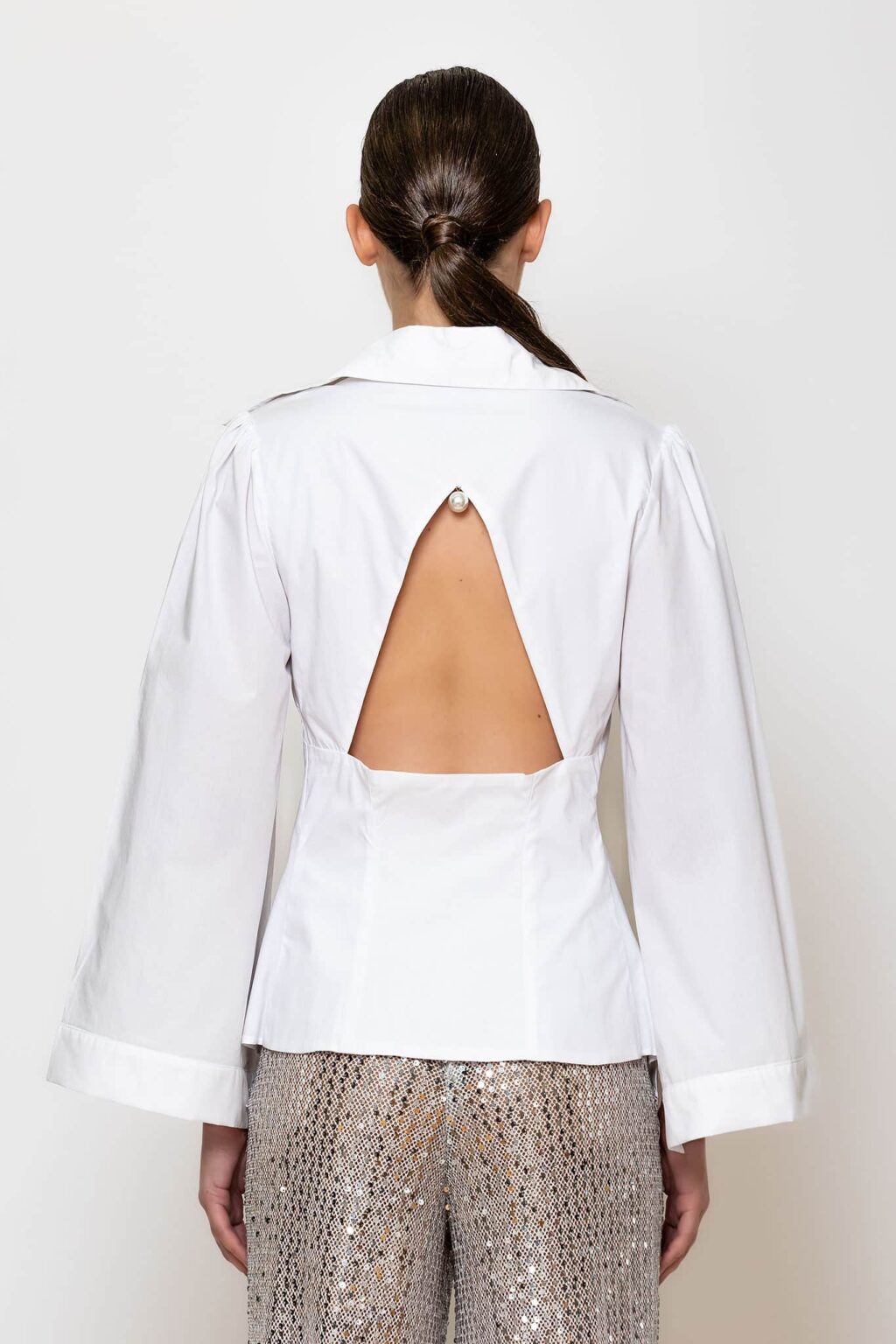 Open back cotton shirt