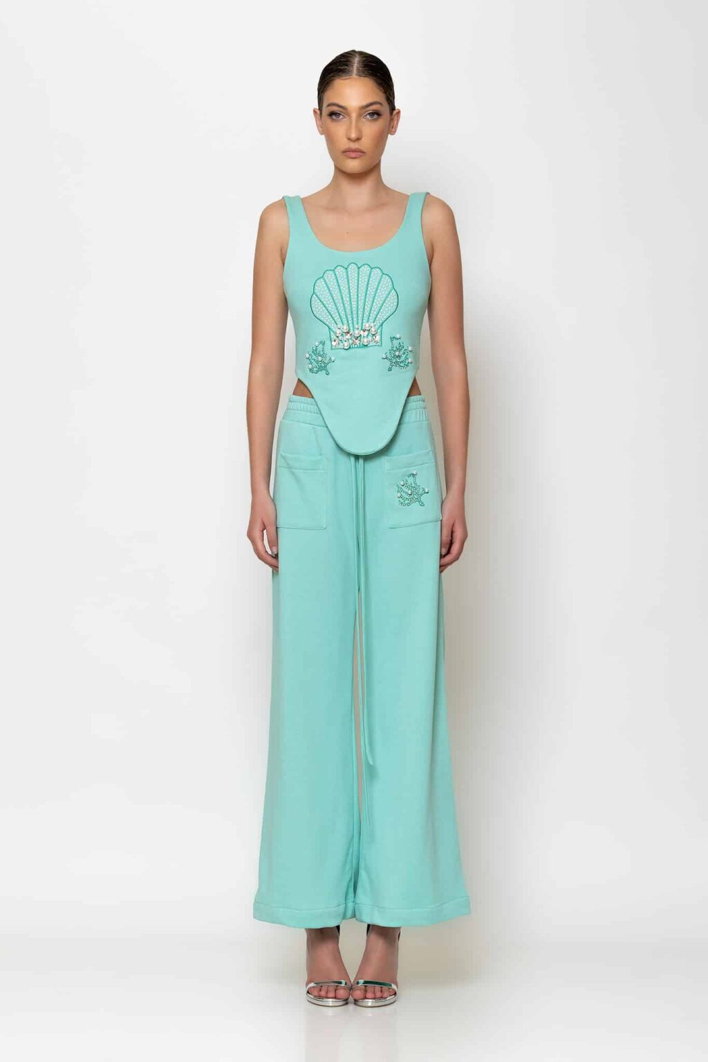 Wide leg track pants
