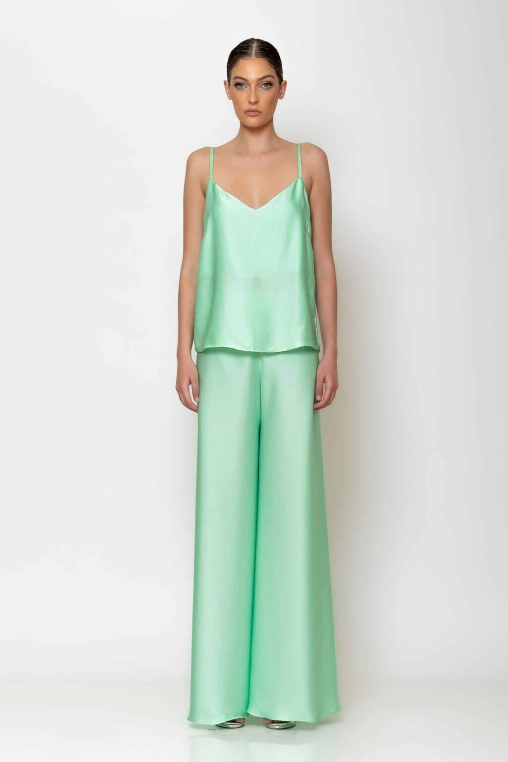 Satin wide leg pants