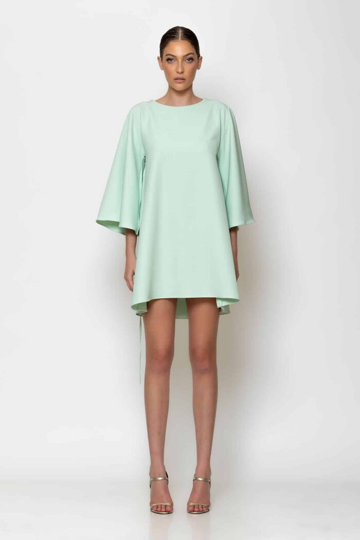 C logo crepe open back mini dress