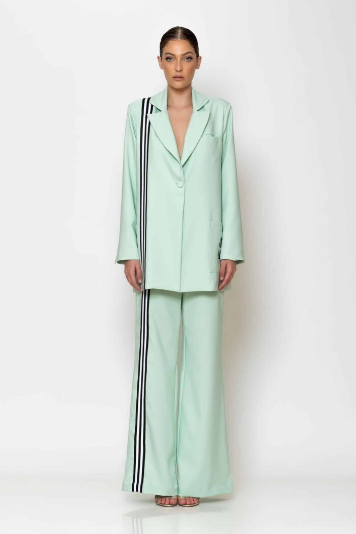 Side-stripe c logo crepe pants
