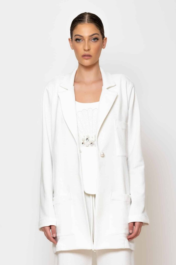 Embroidered oversized cotton jacket