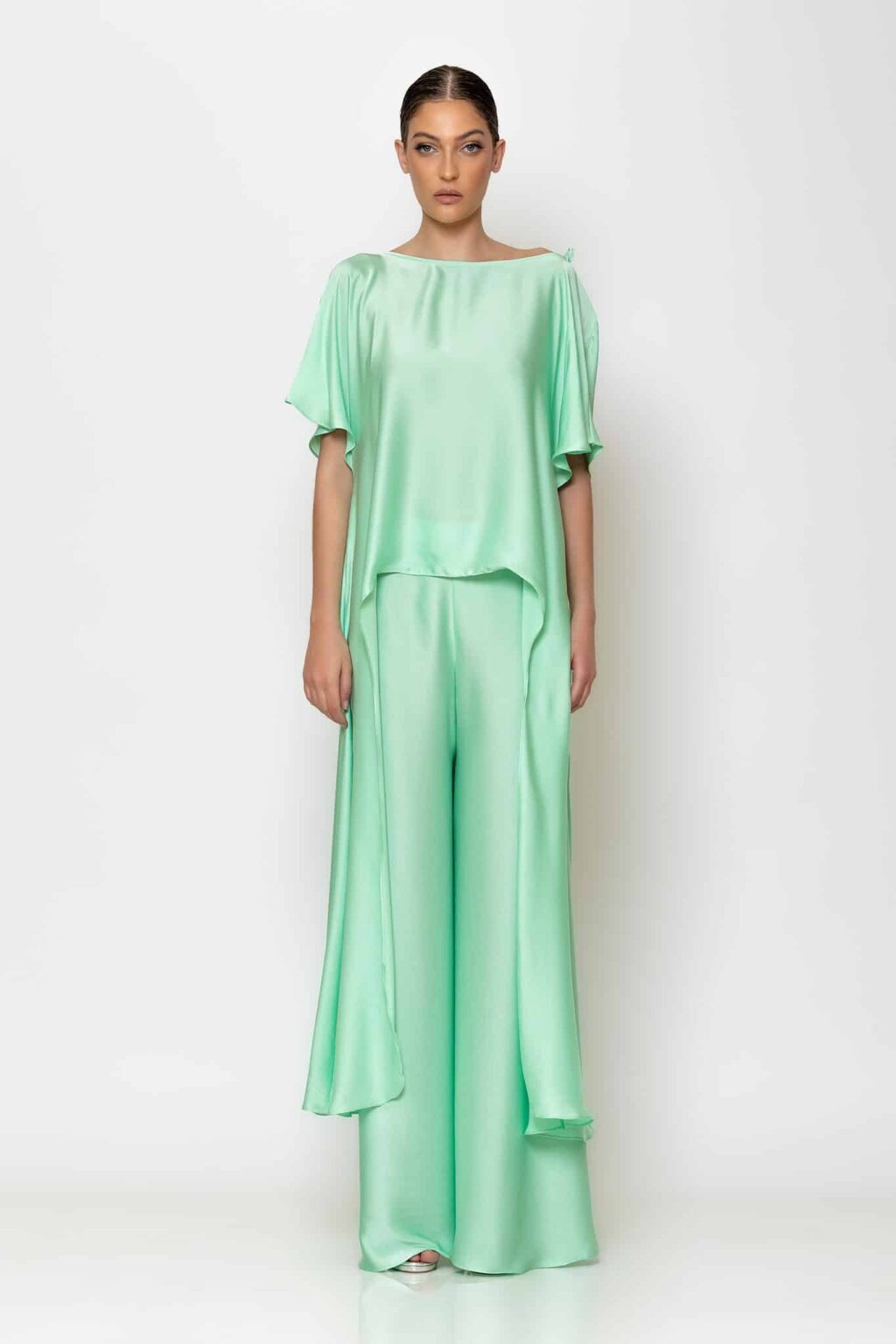 Satin asymmetrical loose tunic
