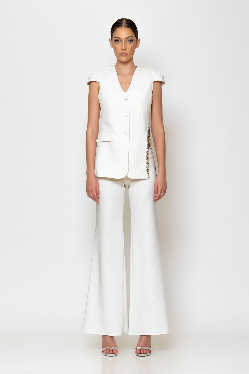 Flared crepe pants