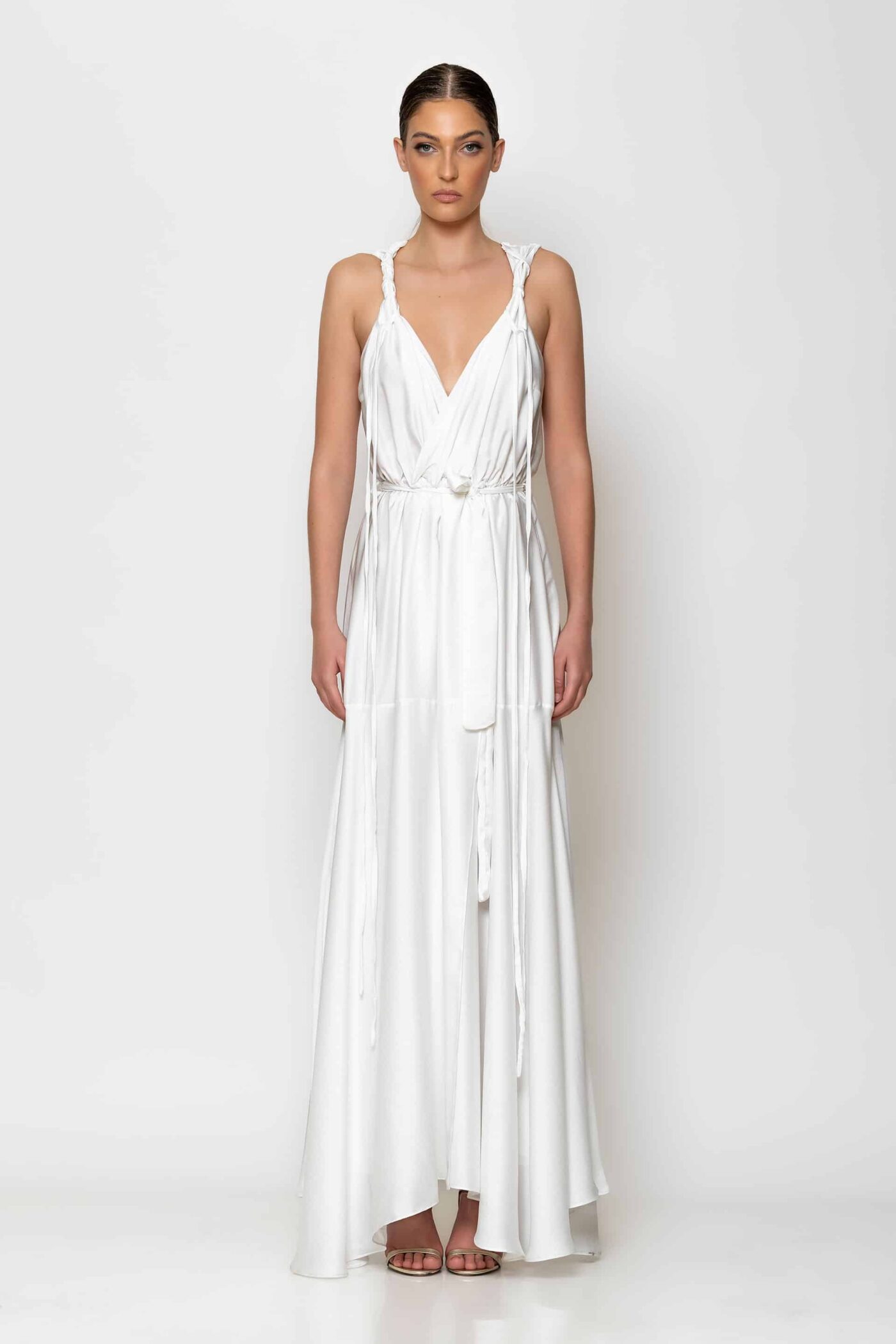 Maxi wrap satin dress