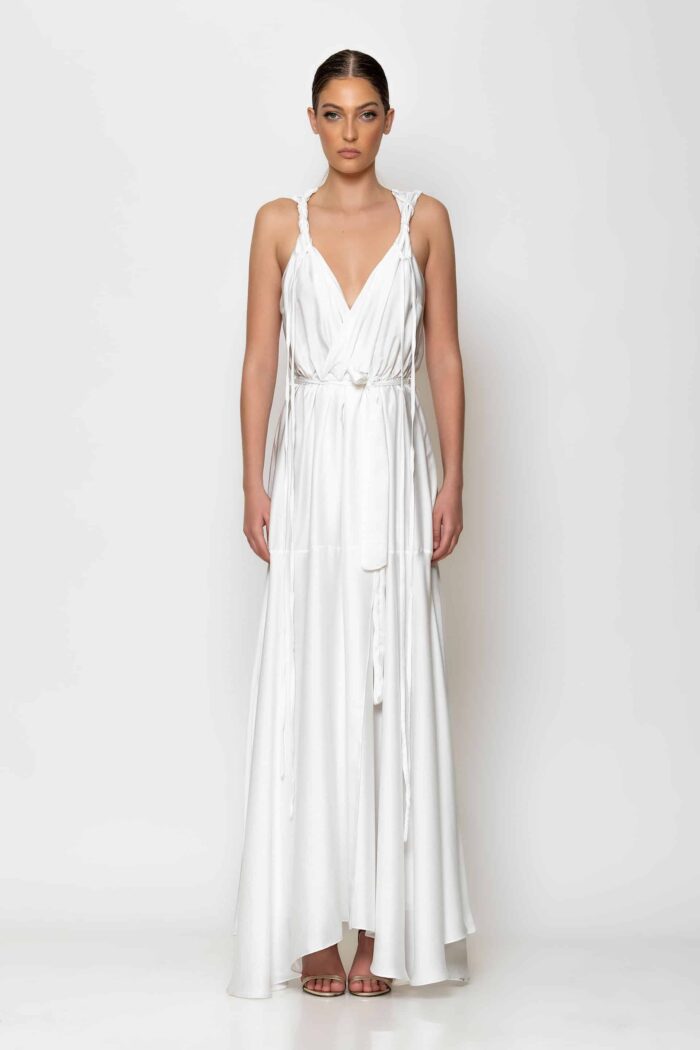 Maxi wrap satin dress