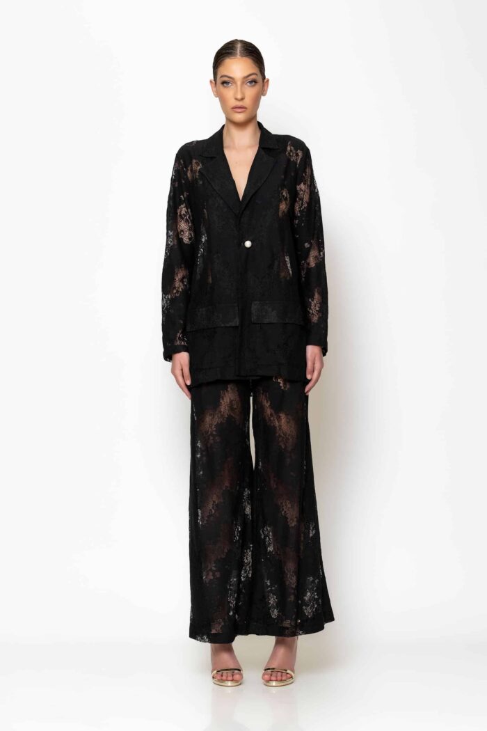 Black sheer lace pants