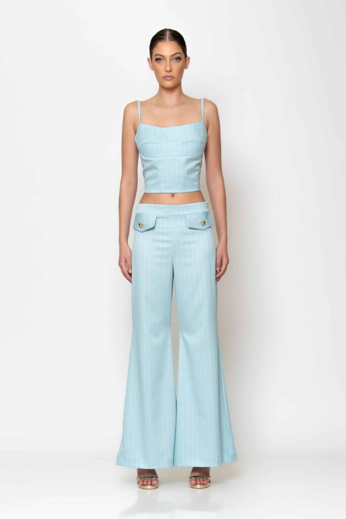 Flap pockets striped pants