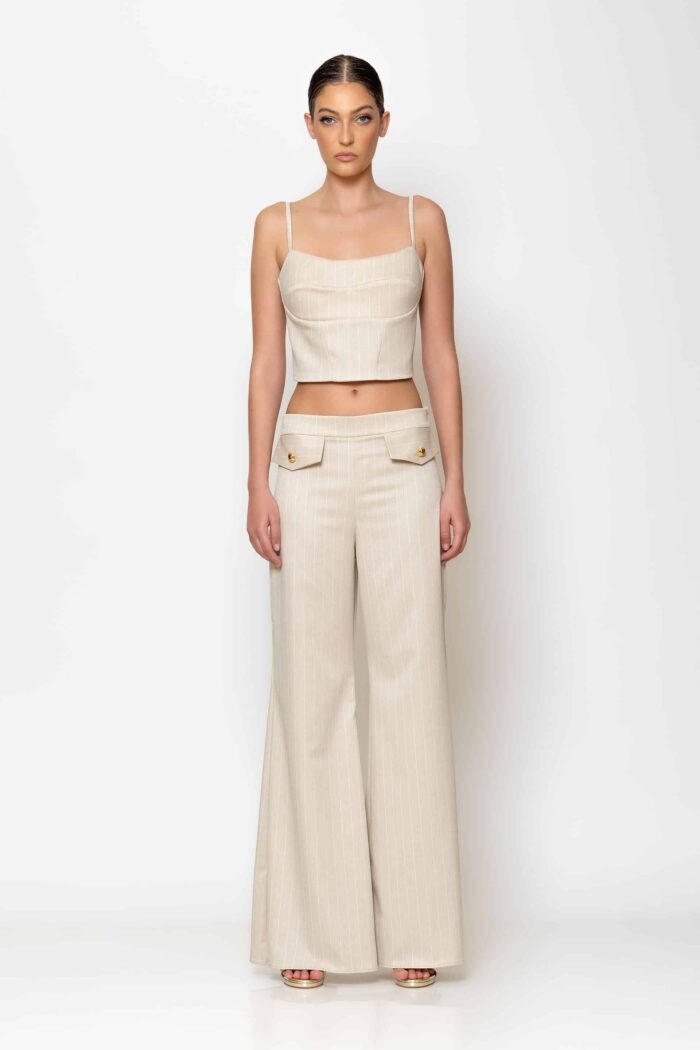 Flap pockets striped pants
