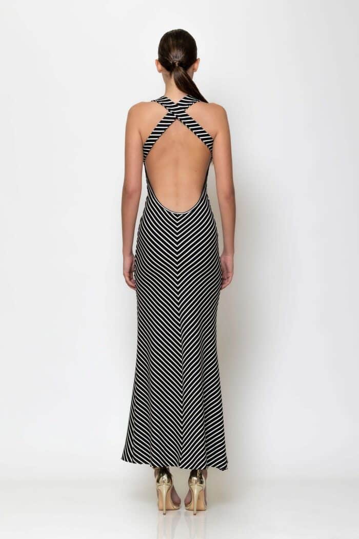 Maxi striped open back dress