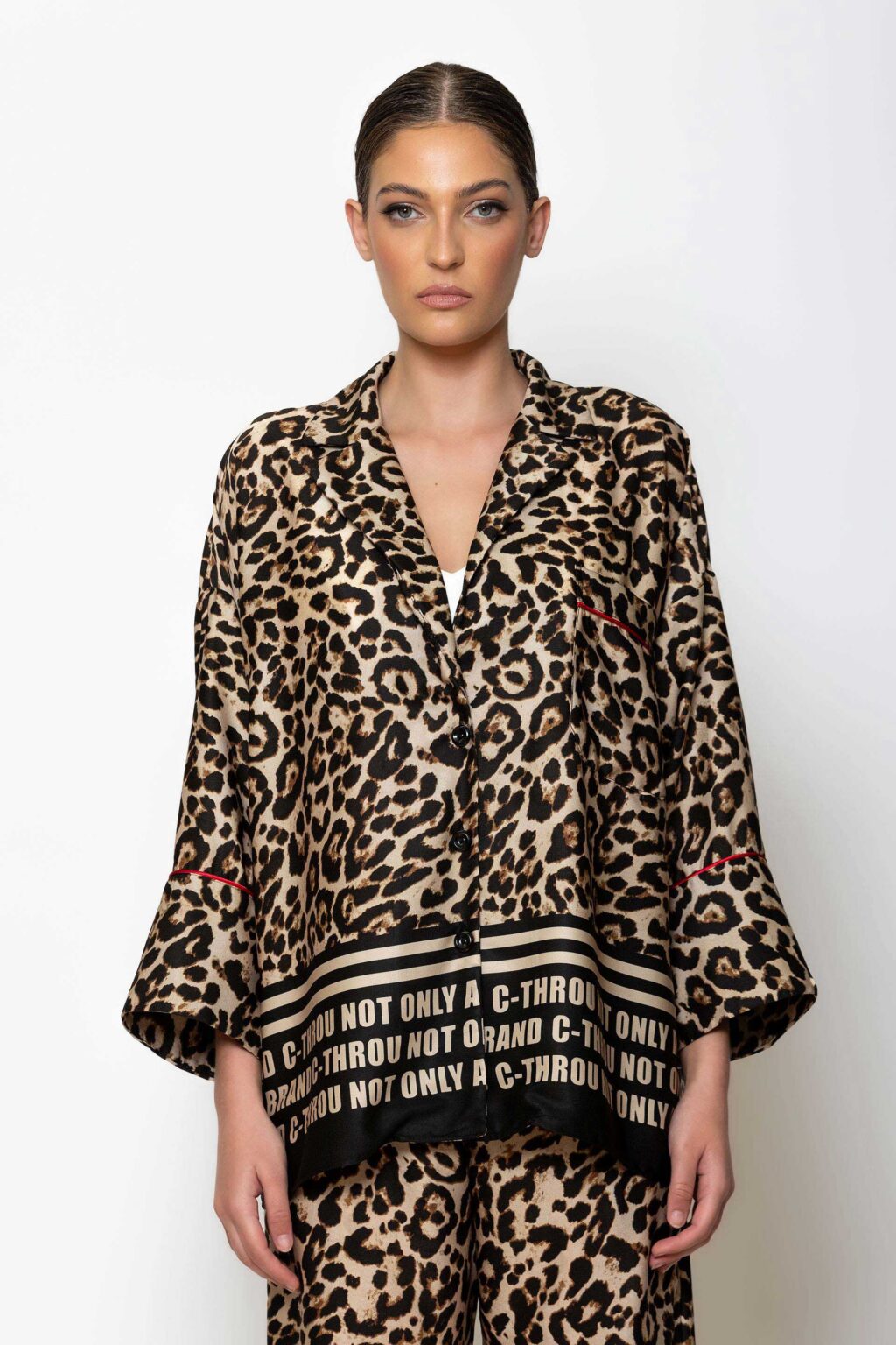 Animal print satin shirt