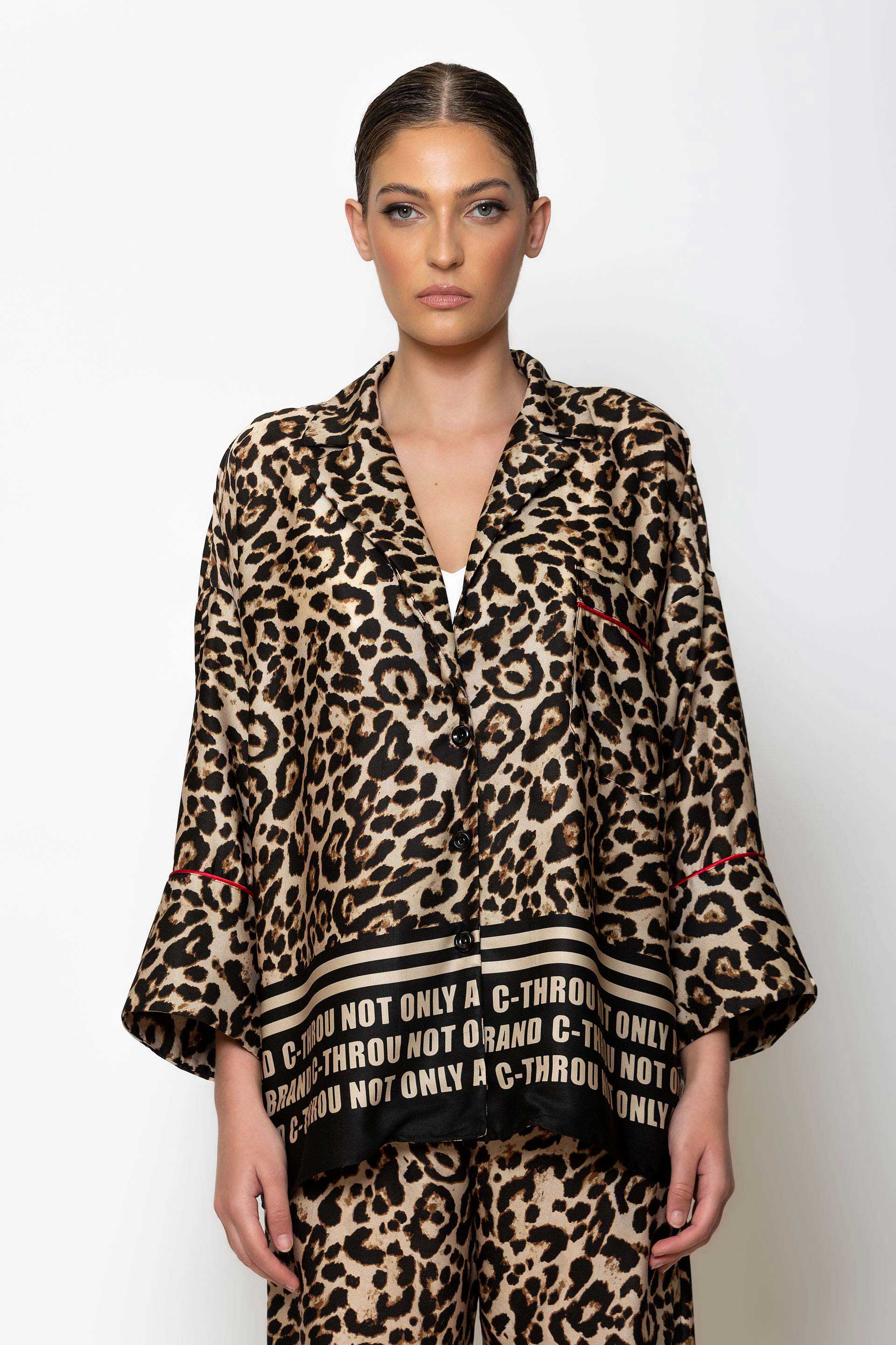 Animal print satin shirt