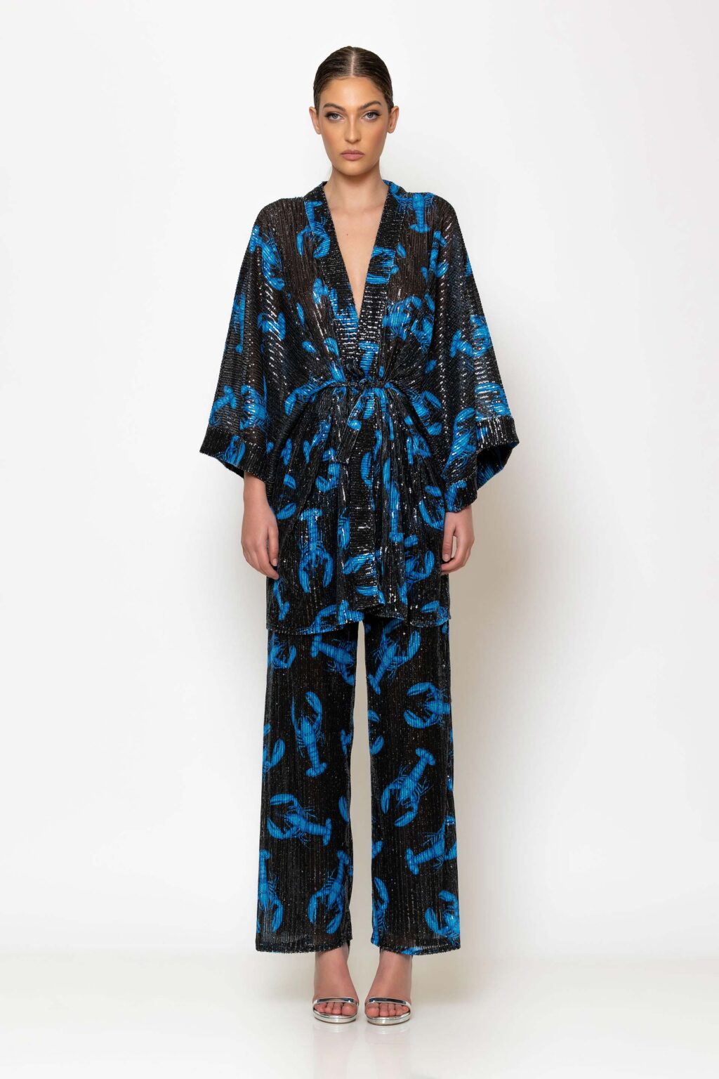 Sequined wide-leg pants