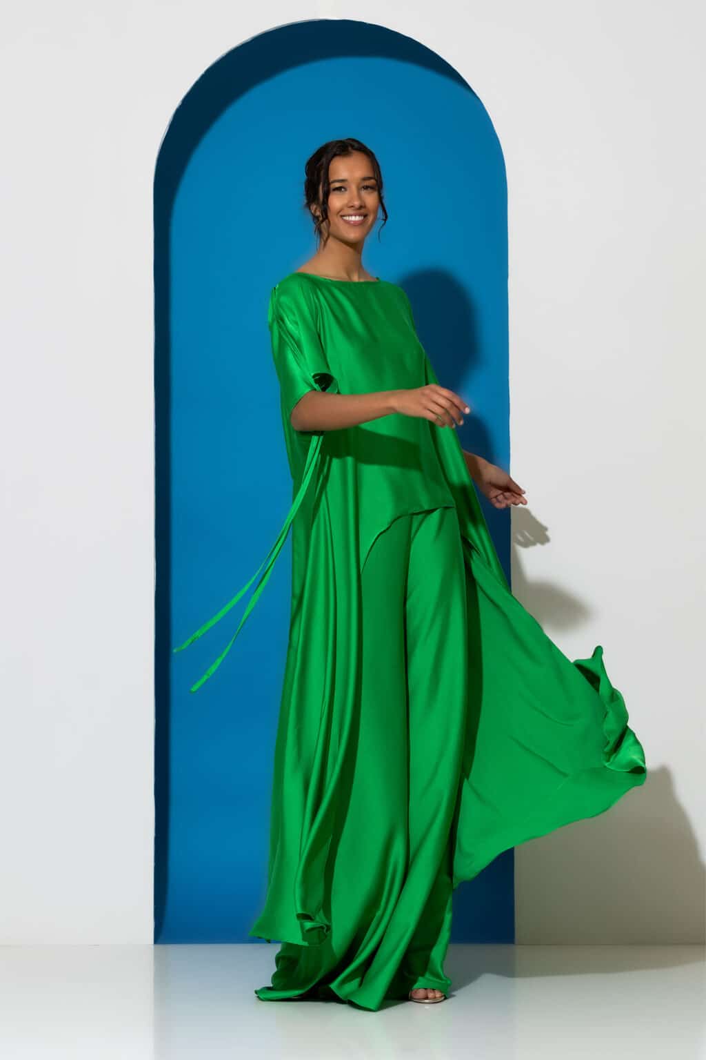 Satin wide leg pants