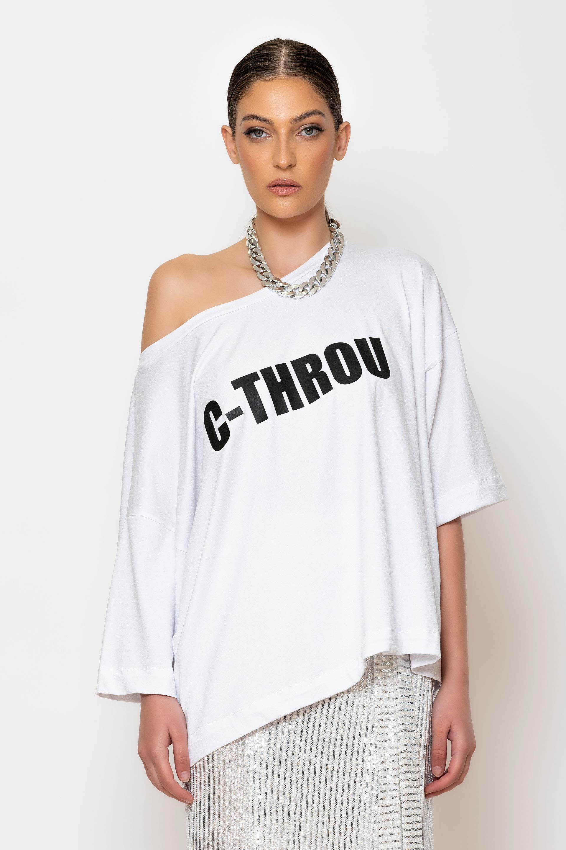 Logo embellished T-shirt with necklace