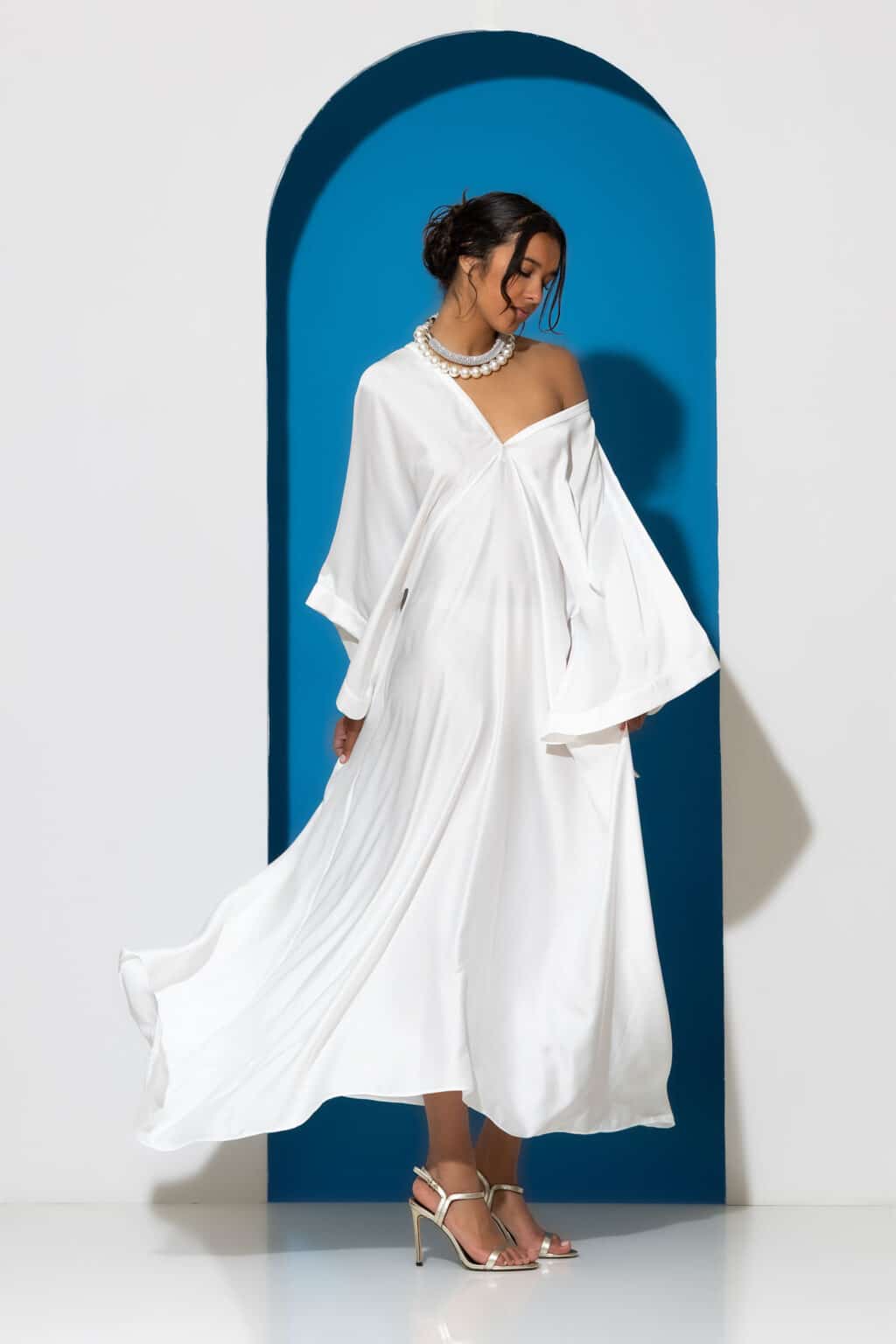 Satin maxi kaftan dress