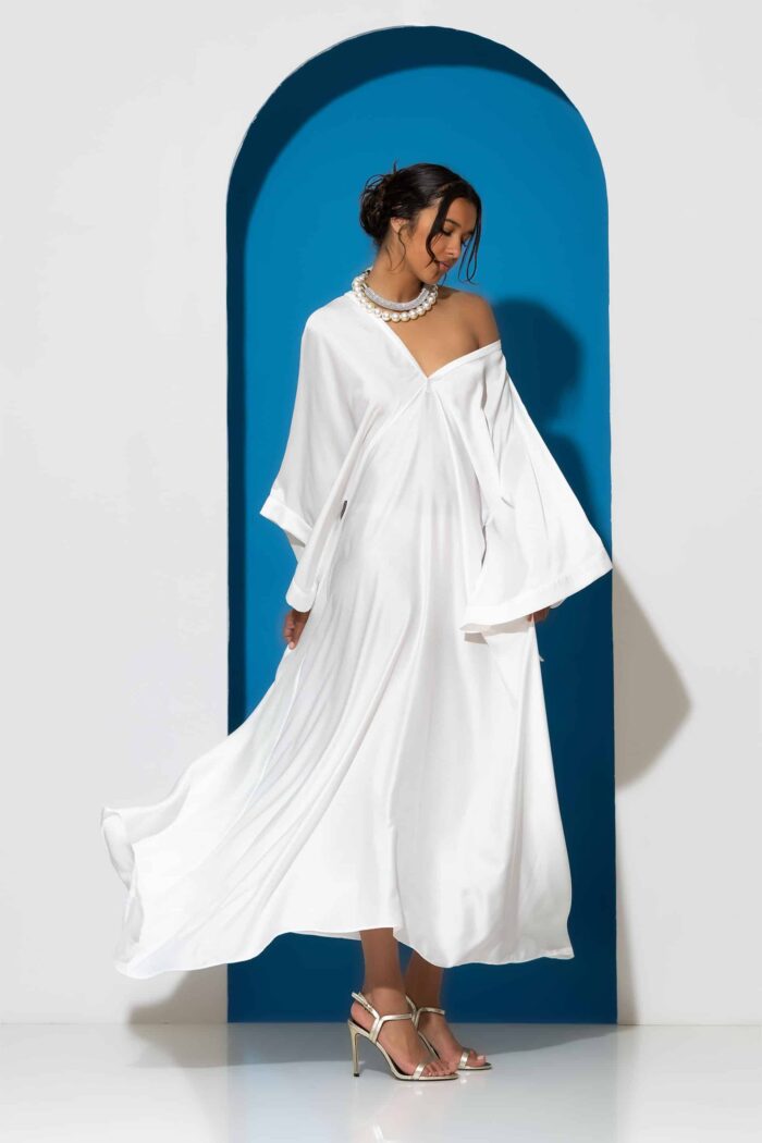 Satin maxi kaftan dress
