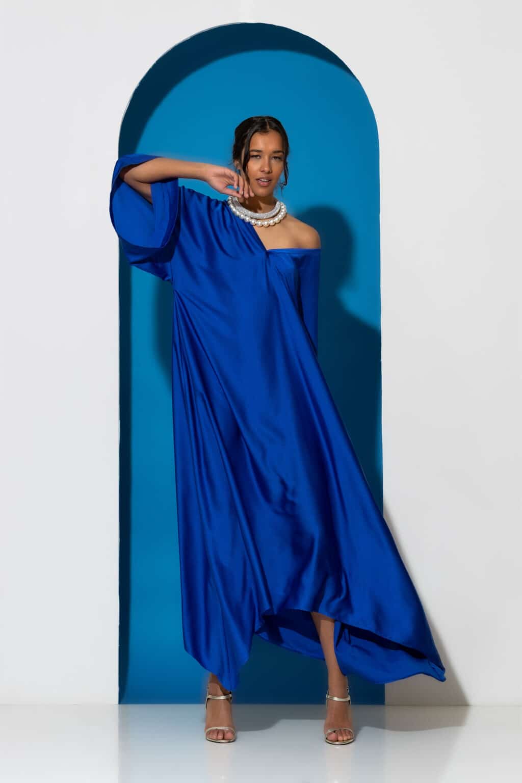Satin maxi kaftan dress