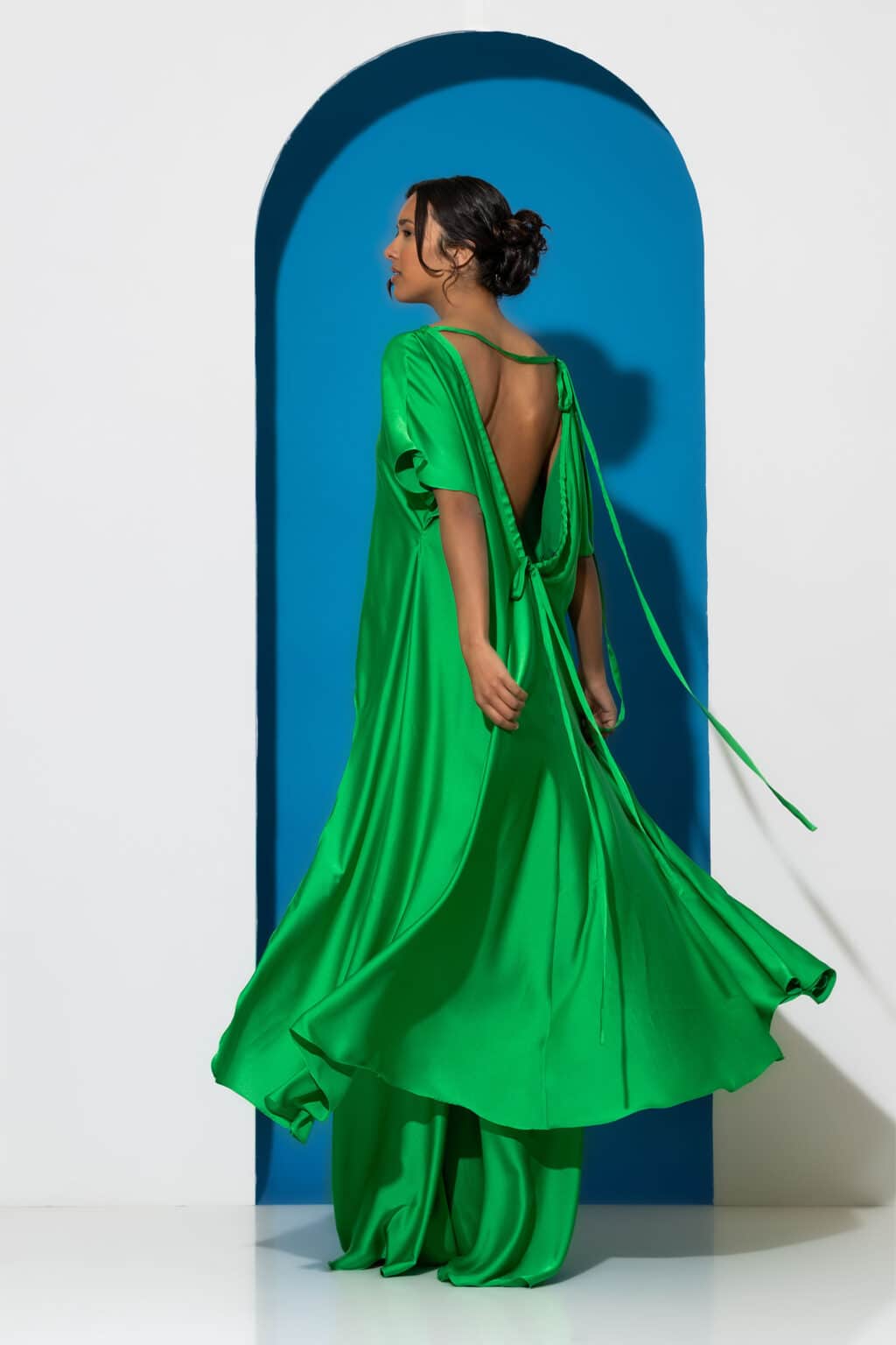 Satin asymmetrical loose tunic