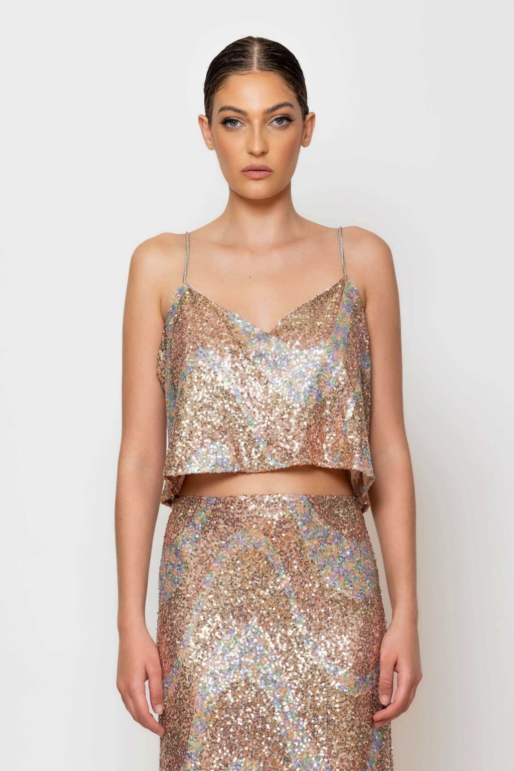 Zigzag sequined camisole top