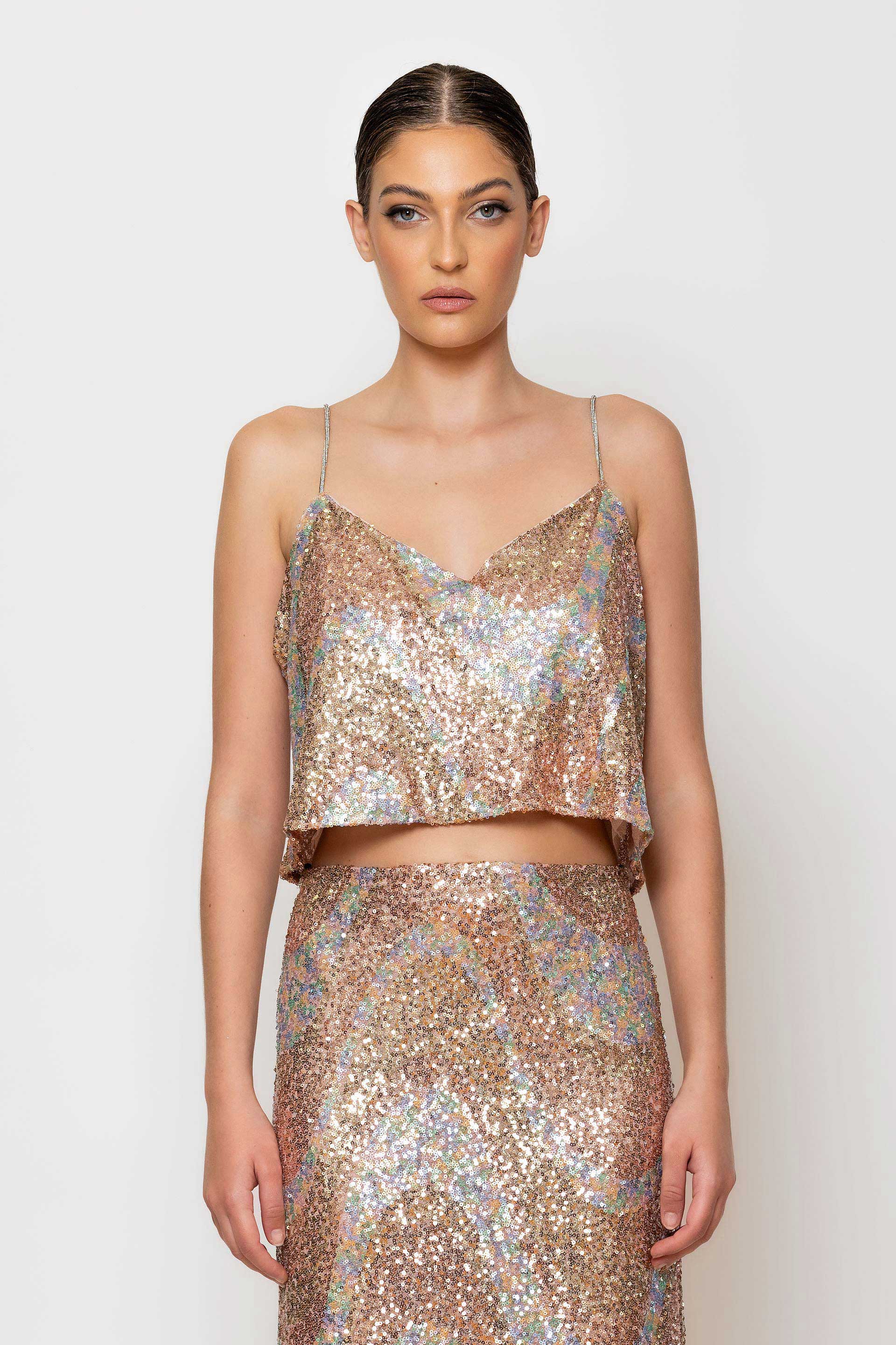 Zigzag sequined camisole top