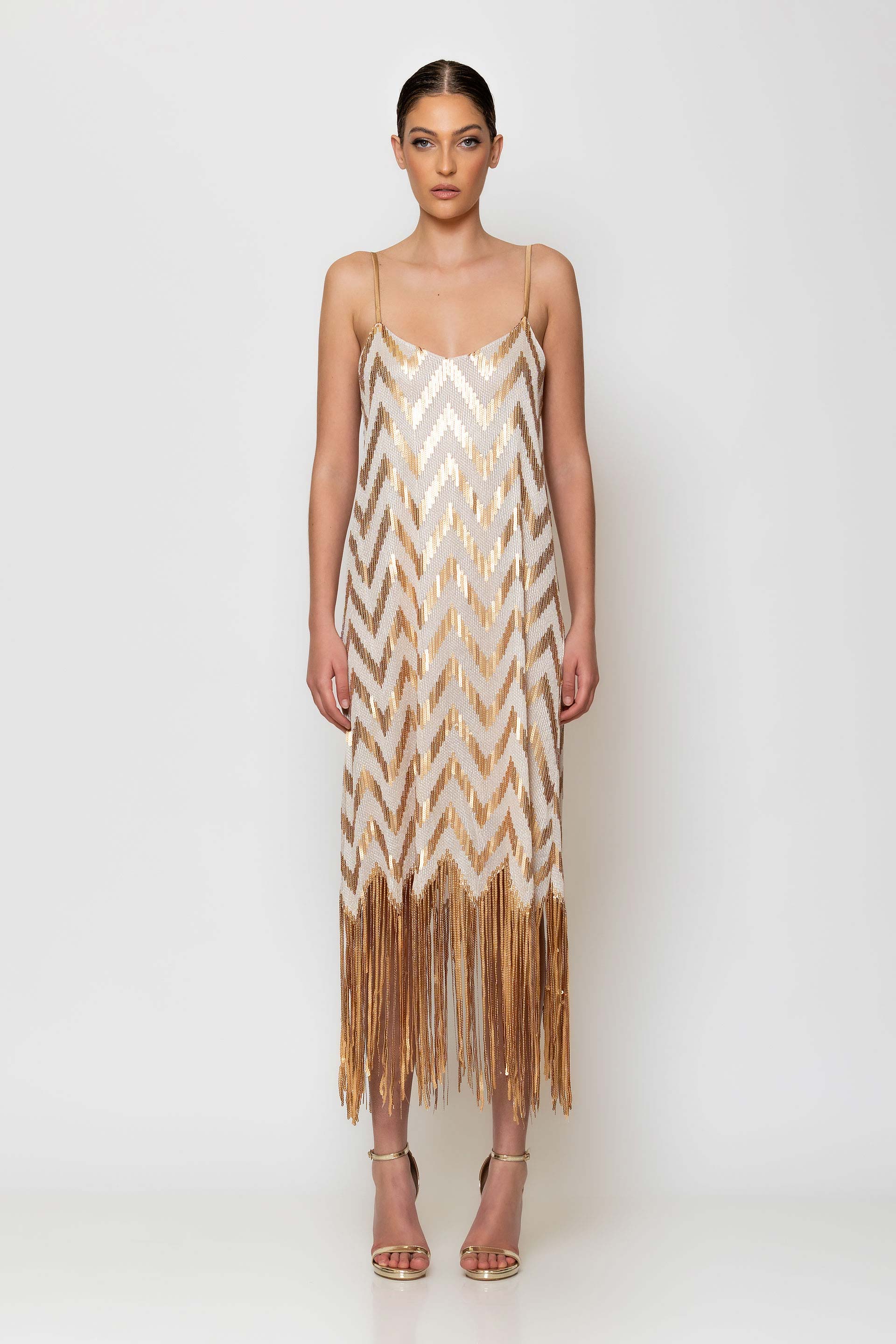 Sequined fringe midi dress