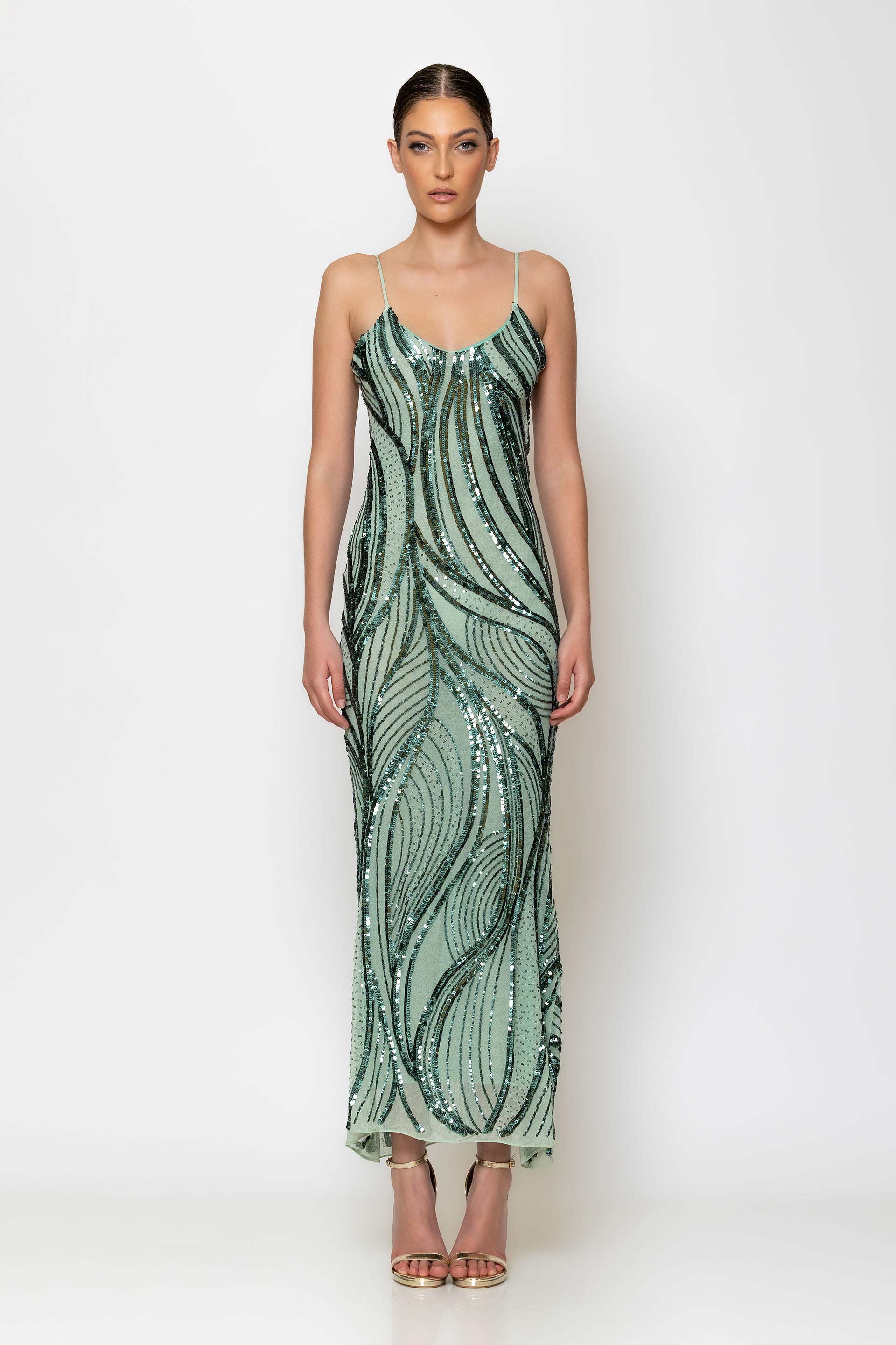 Sequined mesh mermaid dress