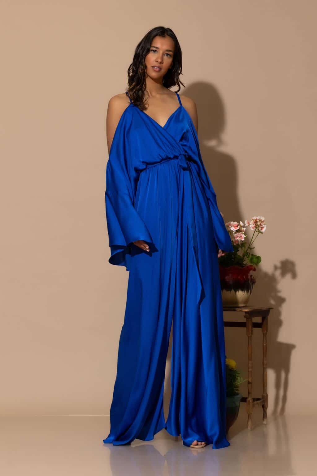 Satin wide leg jumpsuit