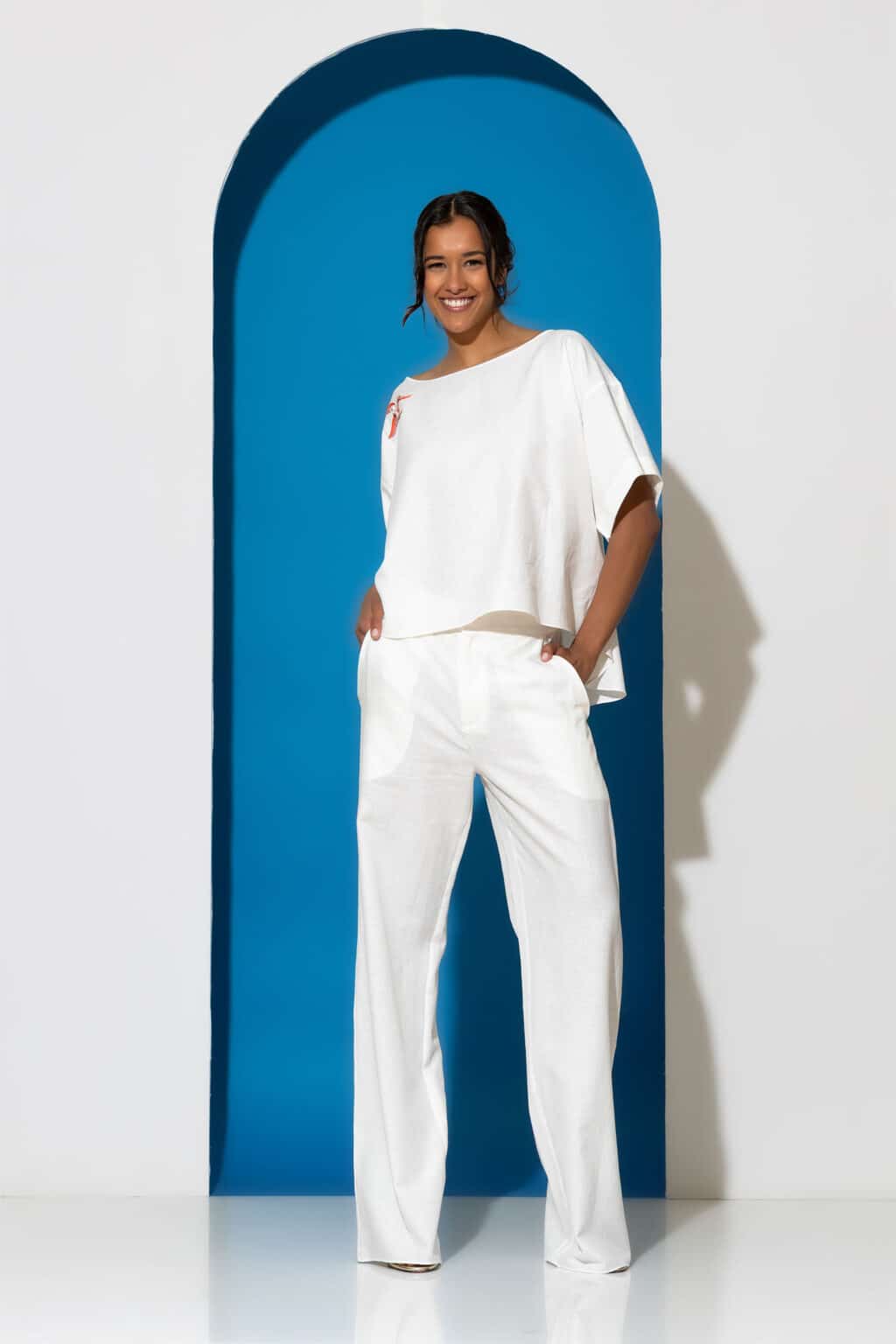 Linen wide-leg pants