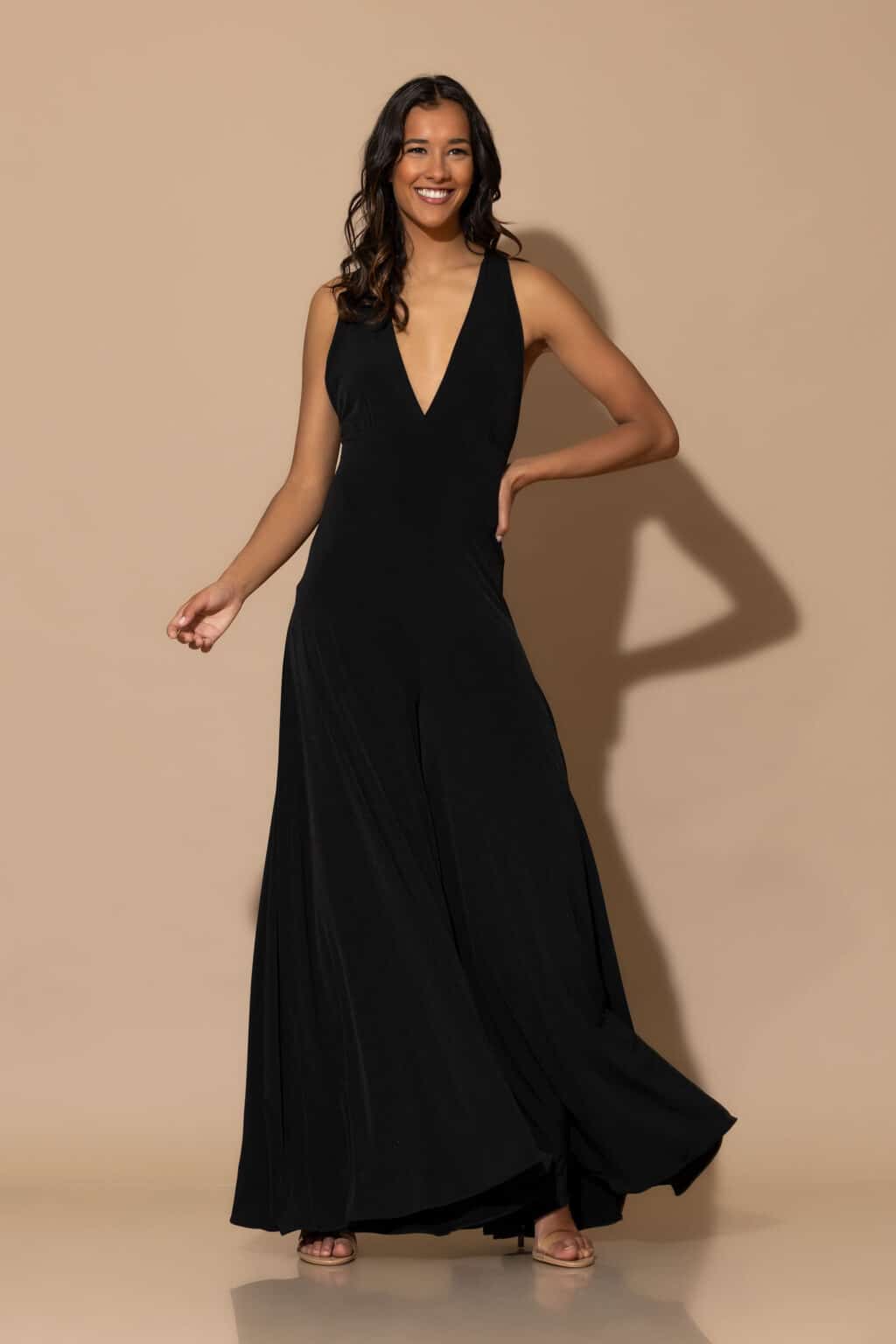 Elegant jersey black halterneck jumpsuit