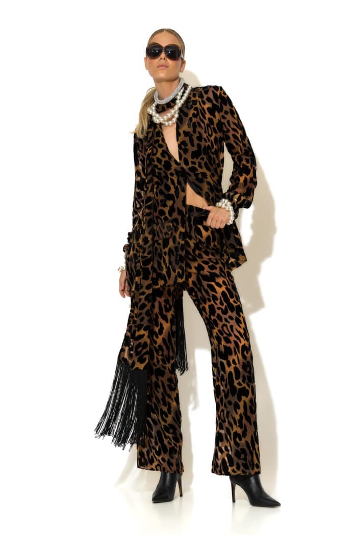 Velvet Animal Sheer Devore Wide-Leg Pants