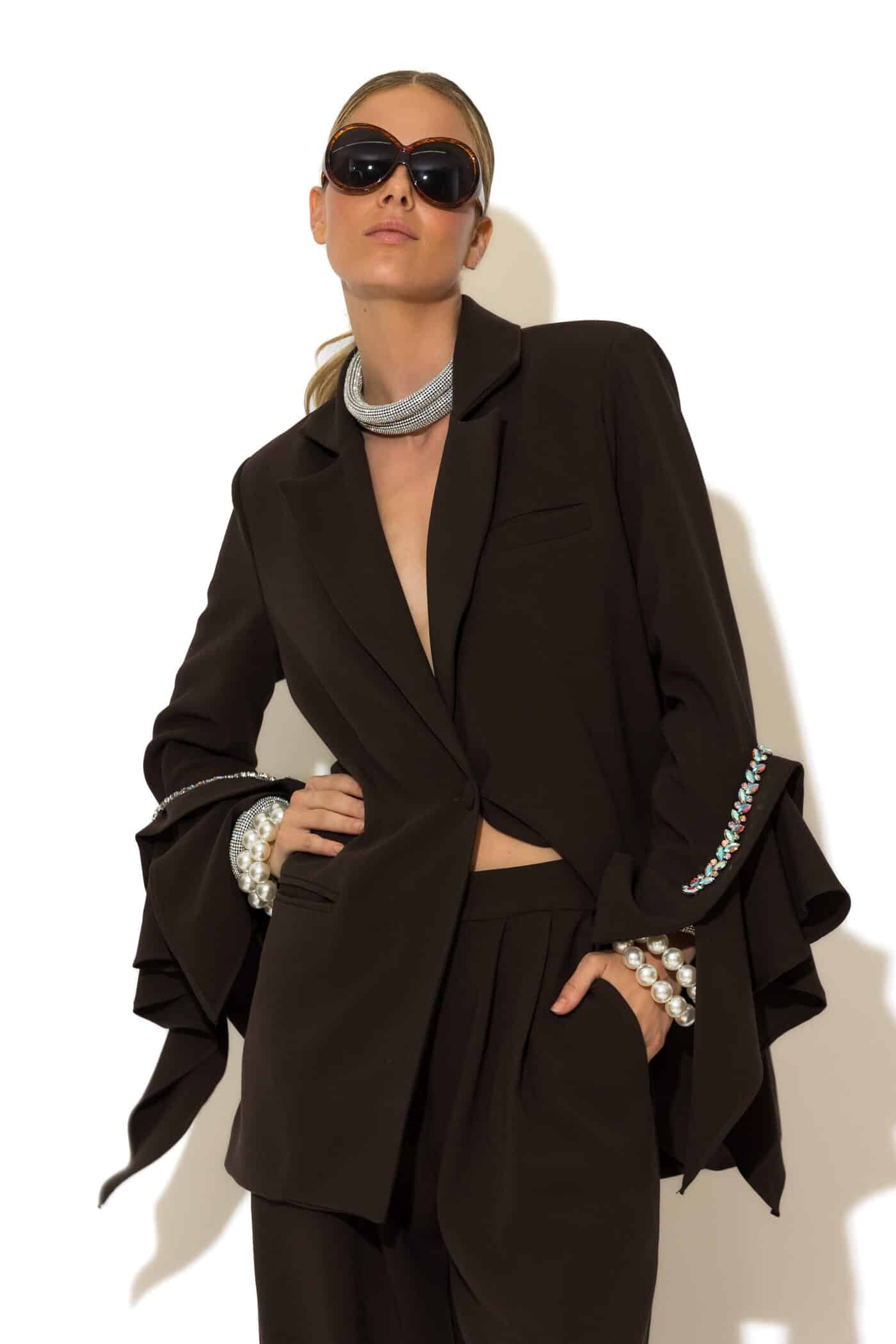 Crystal embellished Oversized Jacket