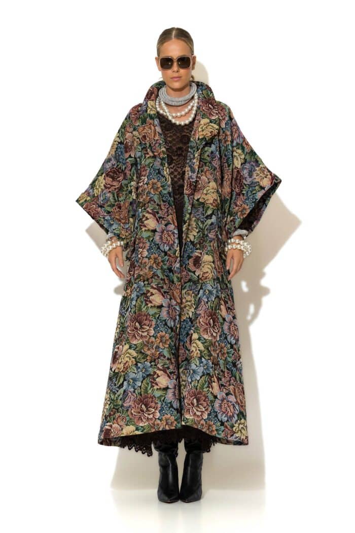 Maxi Floral Brocade Oversized Coat