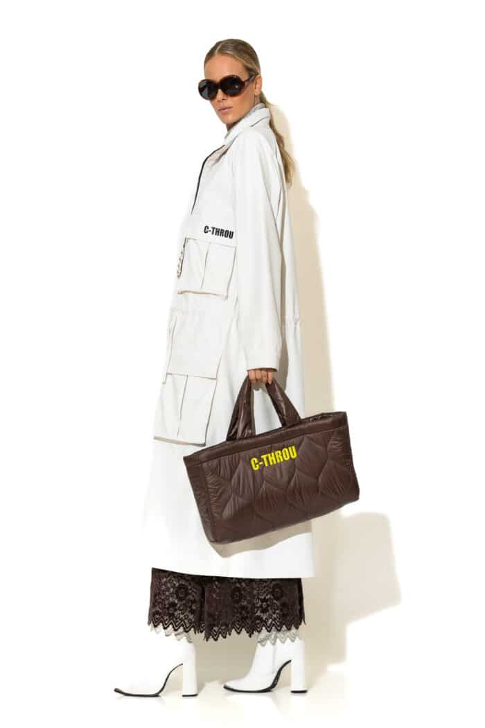 Logo Embroidered Puffer Medium Tote Bag