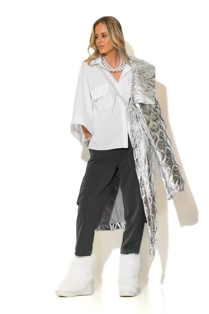 Woven Striped Cropped Tapered Pants