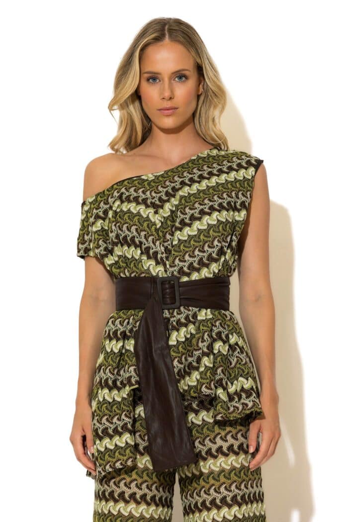 Crochet Knit Zig-Zag Pattern Sleeveless Loose Blouse