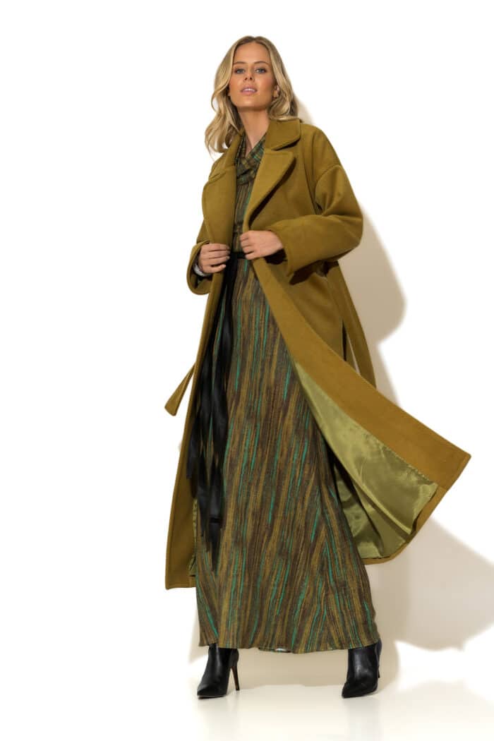 Long Velour Belted Coat