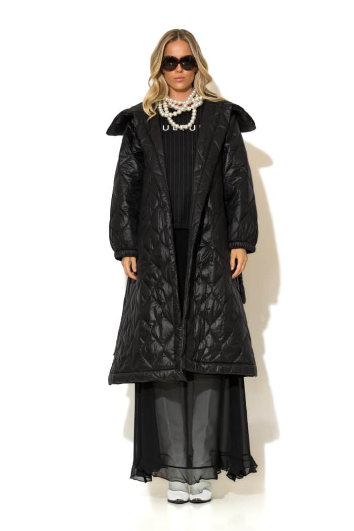 Long Quilted Shell Puffer Coat