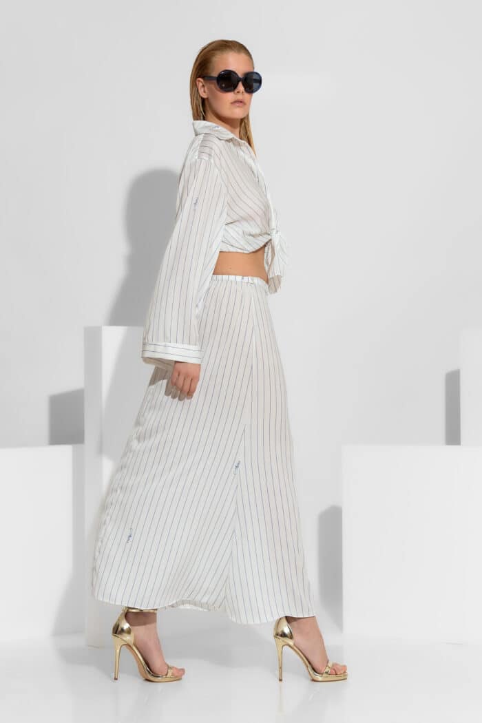 Maxi Striped Signature Print Satin Skirt