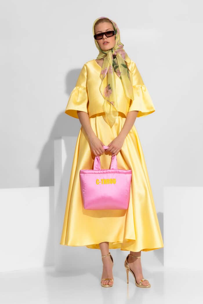 Voluminous A-Line Taffeta Midi Skirt