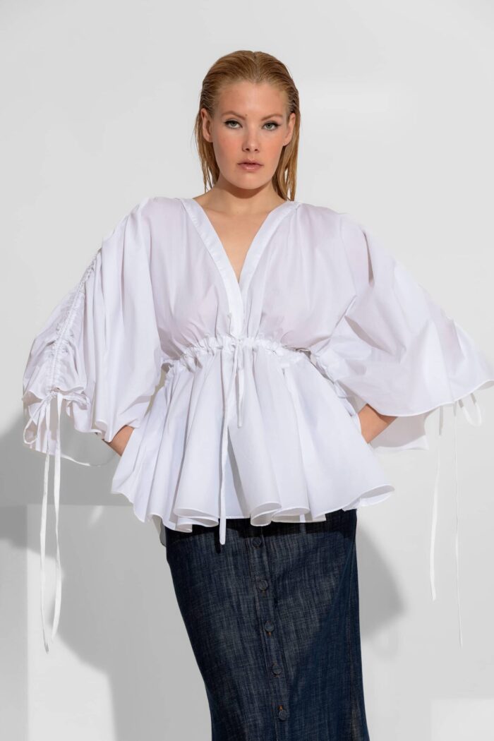 C-THROU Voluminous Poplin Shirt with Balloon Sleeves 2602004