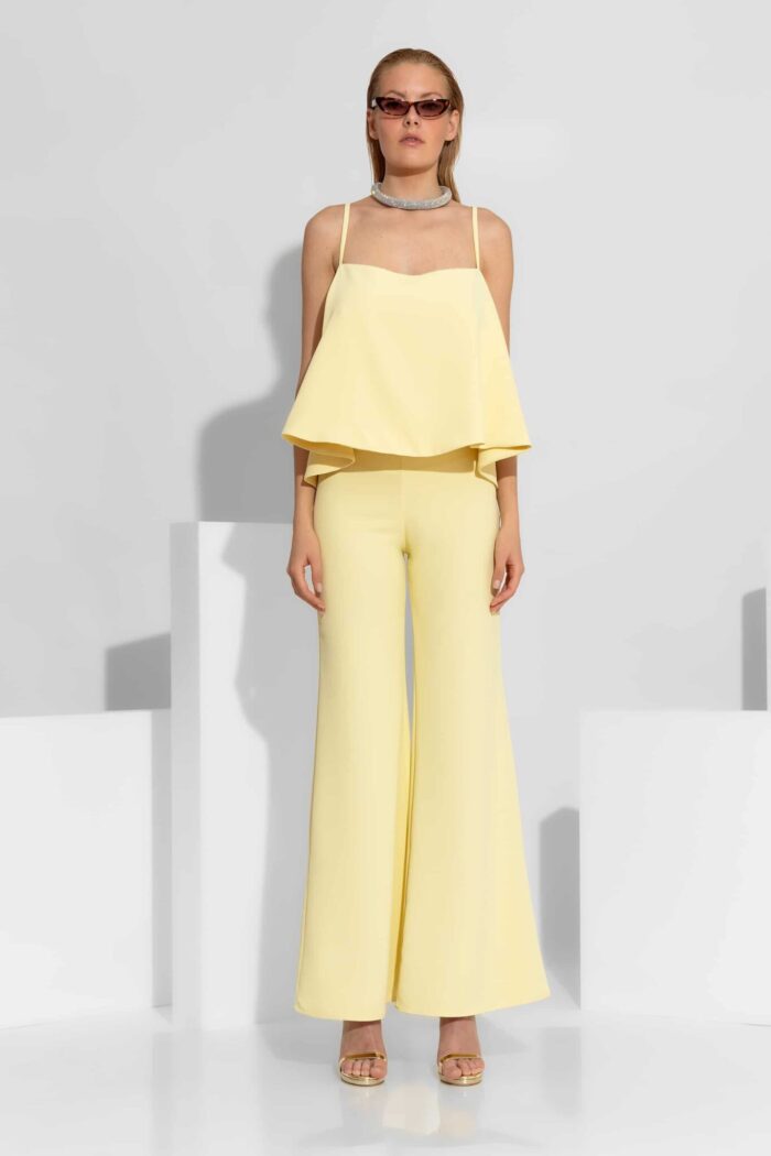 C-THROU Crepe Mid-Rise Flared Pants 2603012