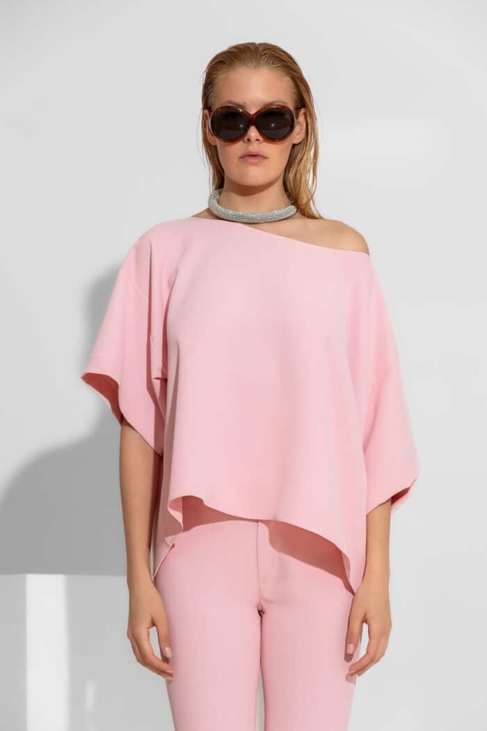 Crepe Oversized Boat Neck Top