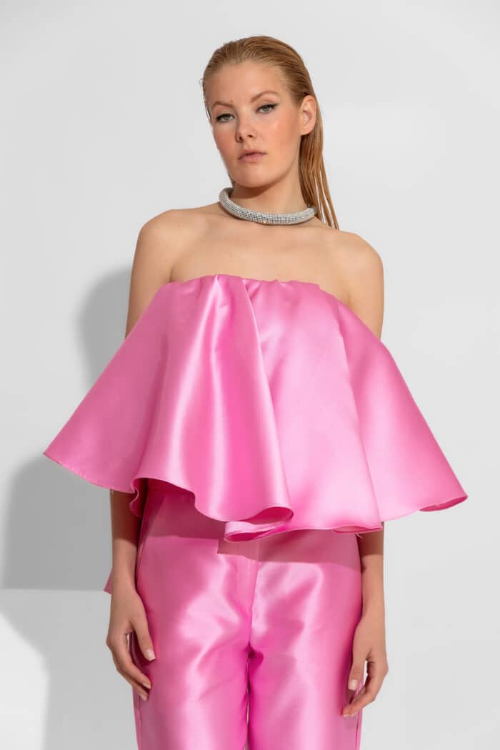 Voluminous Strapless Taffeta Top