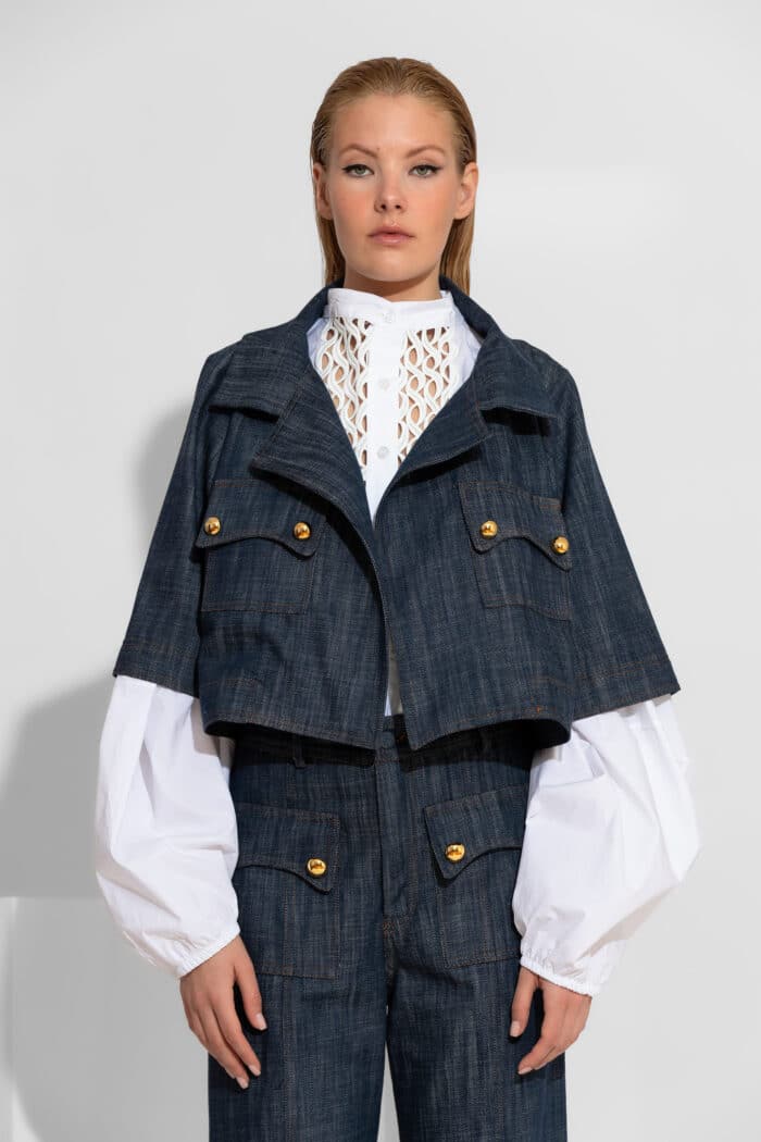 Cropped oversized denim jacket
