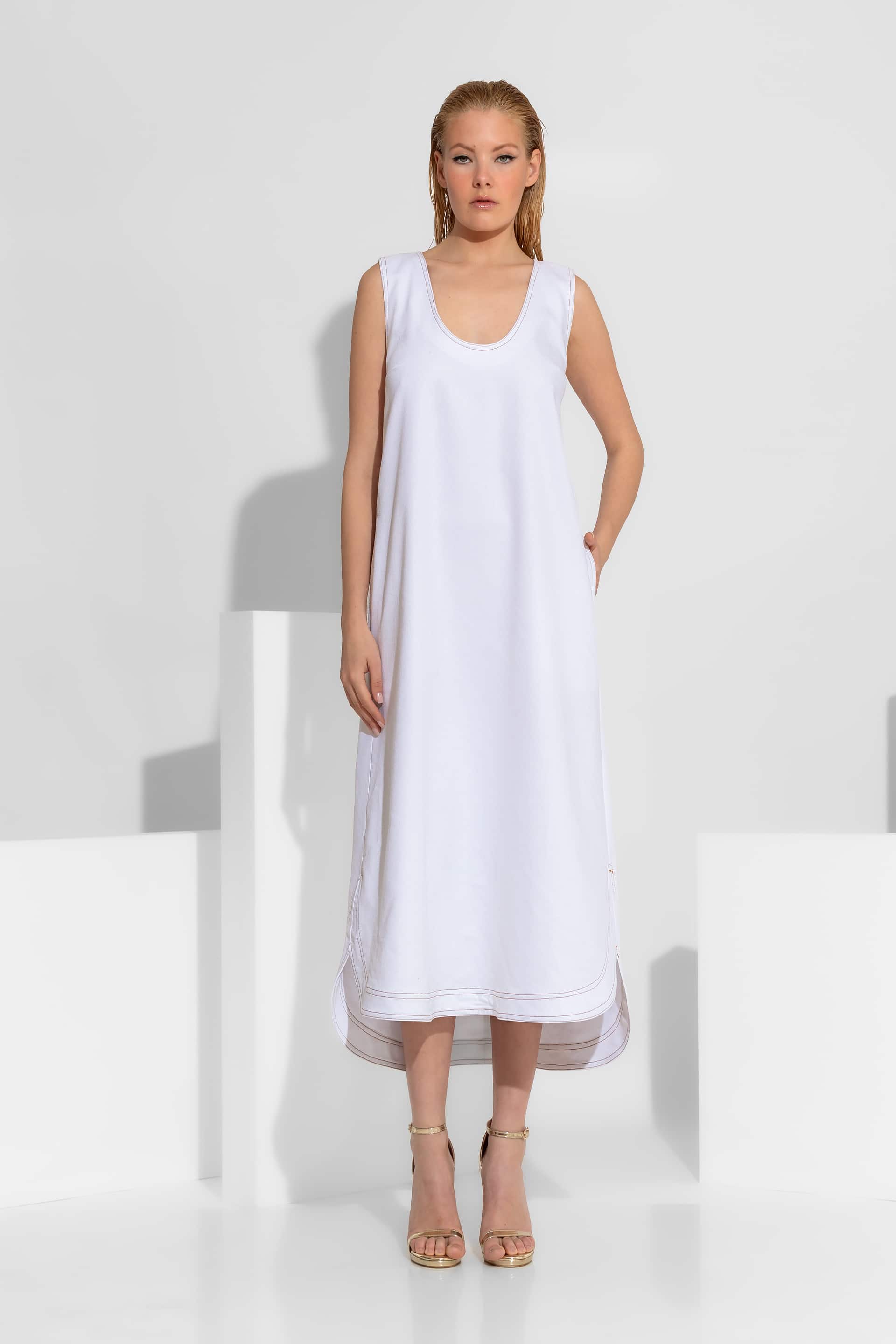 slim fit dress slacks Mello White Dress Midi (Loose fit) – Kimandamisses
