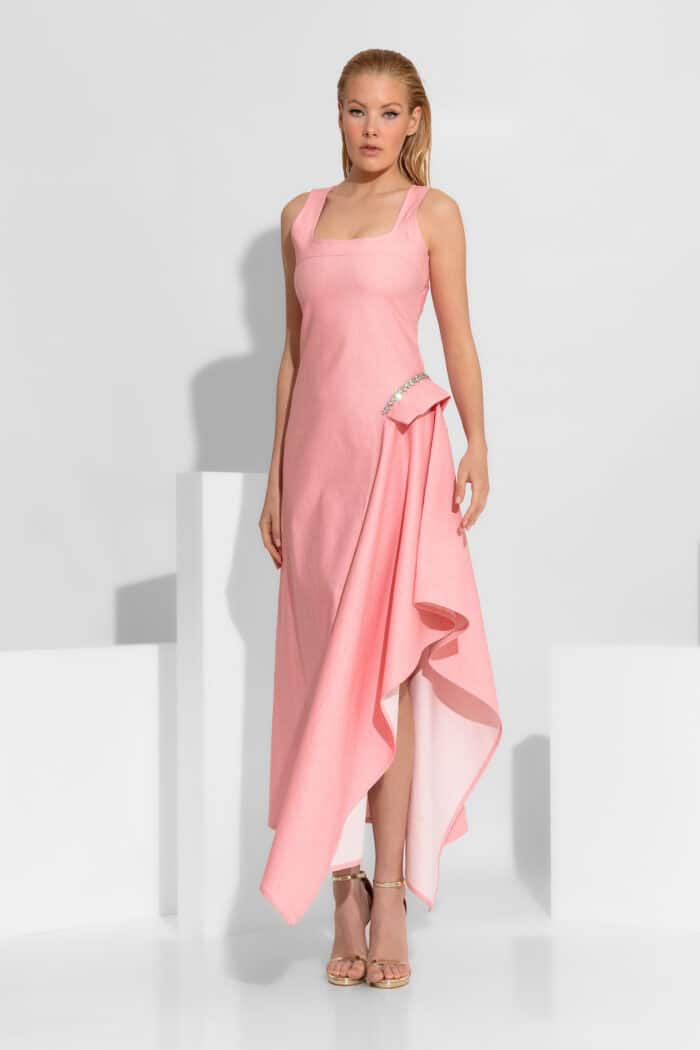 Crystal-embellished asymetrical dress