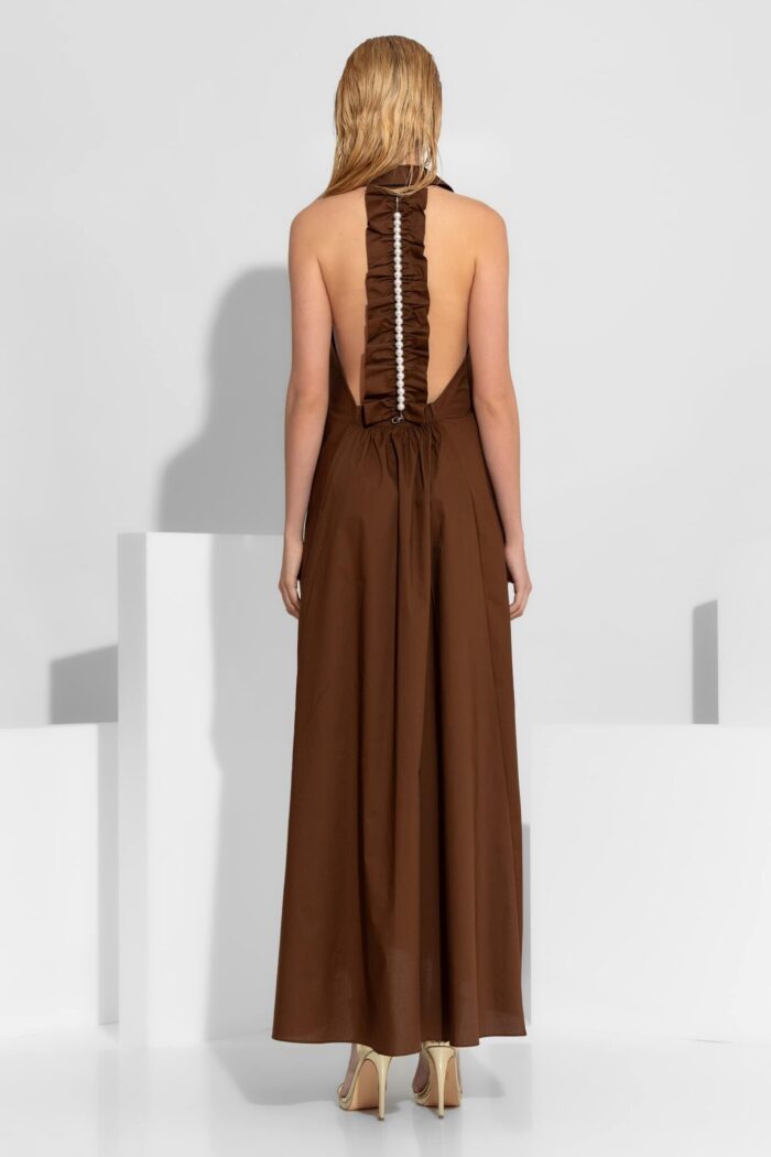 C-THROU Backless Cotton Poplin Maxi Shirtdress 2606010