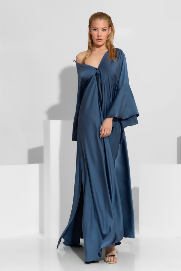 C-THROU Satin Side-Slit Maxi Dress 2606018